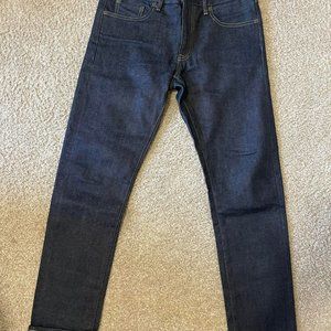 Uniqlo Selvedge Jeans Slim Fit Straight Men's Sz 30x32 Stretch Blue